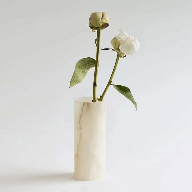 Santo Alabaster narrow vase by The Collective