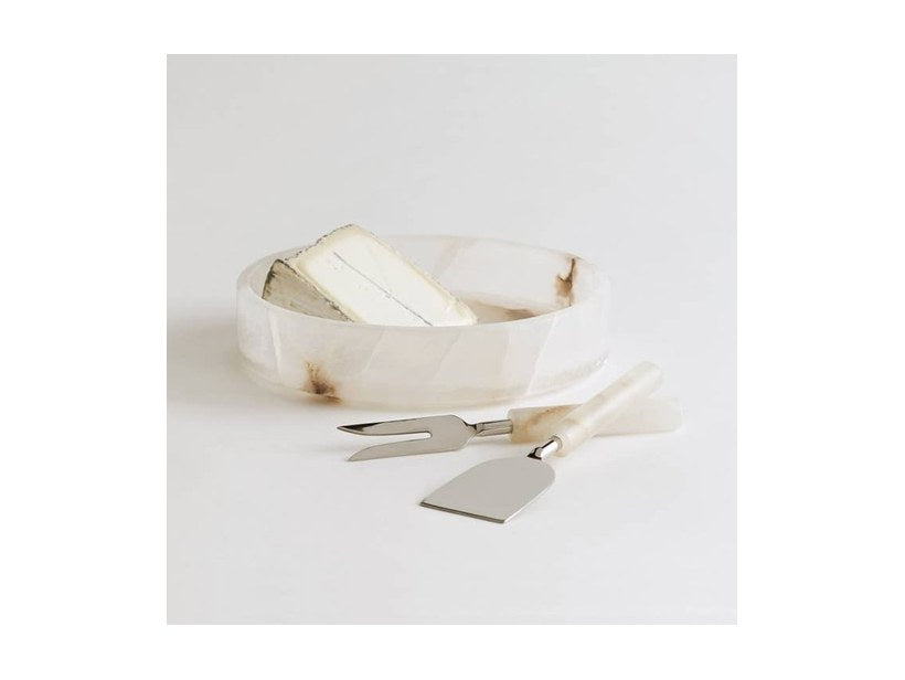 Santo Alabaster cheese tools by The Collective with the Savor book